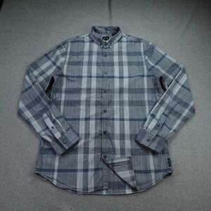 Armani Exchange Shirt Mens Large Blue Gray‎ Plaid Button Down Casual